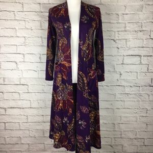Lularoe women long open cardigan small pockets B04